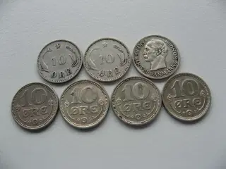 7 Særdeles flotte/flotte sølv 10 ører 1903-1919