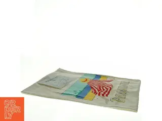 Stof, hvid bomuldsjersey med trykt motiv (160 cm x 110 cm) (str. 160 x 110 cm)