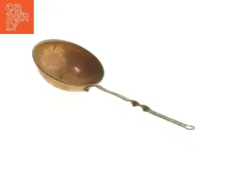 Vintage kobber ske øse med snoet messing håndtag(str. Ø 9 cm)
