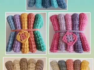 Hjemmestrikket karklude, vaskeklude, værtindegaver