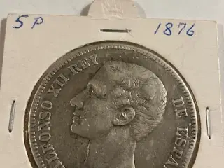 5 Pesetas Spain 1876