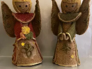 2 skønne jule engle i jute fra start 1970erne