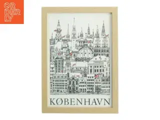 Indrammet illustration af København (str. 30 x. 21 cm)