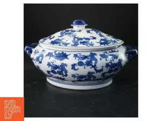 Porcelæns serveringsskål med låg (str. 31x20 cm)