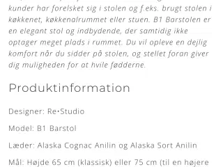 Barstole 2 stk. B1   Dansk design. 