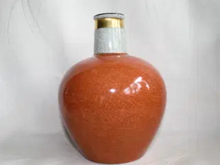Vase orange, krakeleret, fra Royal Copenhagen