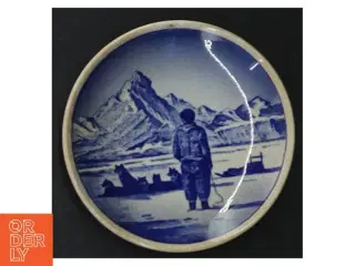 Blå og hvid porcelænsplatter med danske landskaber fra Royal Copenhagen (str. 8 cm. 6 styk)