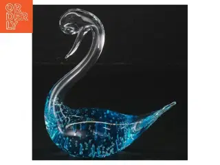 Glas svane figur (str. 11x5x12 cm)fra holmegaard