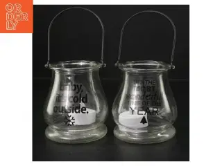 Glaskrukker med lys og håndtag