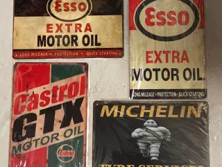 Retro metalskilte Michelin, GTX, Shell