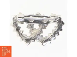Sølvfarvet broche med strass (str. 2,5 cm)