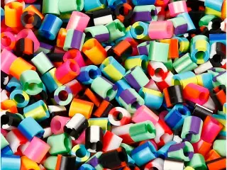 Rørperler, str. 5x5 mm, hulstr. 2,5 mm, medium, stribet, 10000ass./ 1 pk.