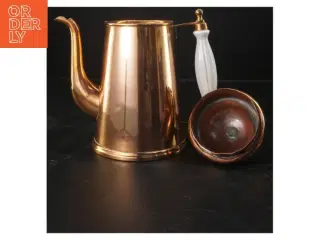 Kobber kaffekande med porcelænshåndtag (str.  24x13 cm)