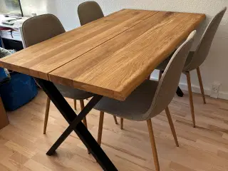 Spisebordsæt ROSLEV eg natur/sort