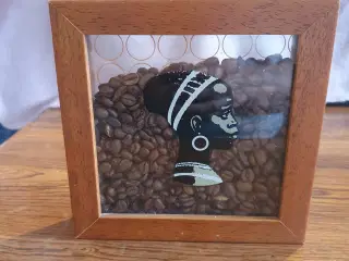Teaktræ ramme. Cirkel kaffe pige 