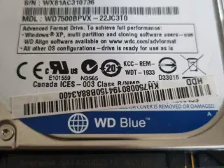 WD 750GB 2.5" harddisk!