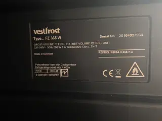 Vinkøleskab Vestfrost FZ365 Nypris ca 10.000,-