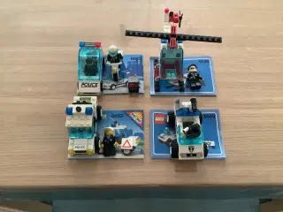 Lego politibiler og helikopter