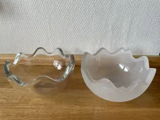 skulpturel Holmegård glasskål m/låg