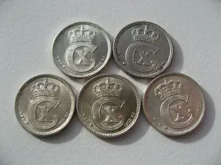 Smukke sølv 10 ører 1914,15,16,18,19, samlet pris