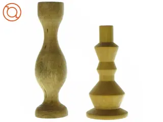 Lysestager i træ, 2 stk (str. 20 x 9 og 25 x 5)