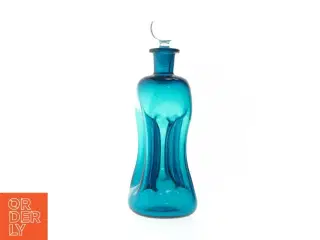 Blå glasflaske med prop (str. 24 cm)