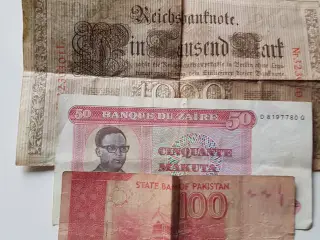 3stk udenlandske pengesedler
