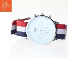 Armbåndsur med stofrem fra Migeer (str. Ø 4,5 cm)