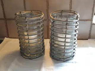 Lygter bambus glas m batteri lys 2stk ialt20kr