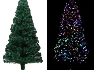 Kunstigt juletræ med juletræsfod 180 cm fiberoptik grøn