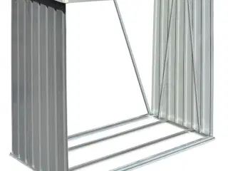Brændeskur til haven galvaniseret stål 163 x 83 x 154 cm grå
