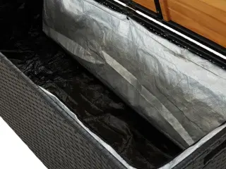 Havebænk med opbevaring 120 cm polyrattan sort