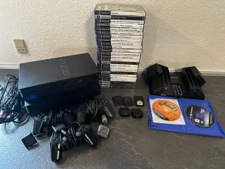 Playstation 2 pakke med 2 maskiner og 27 spil