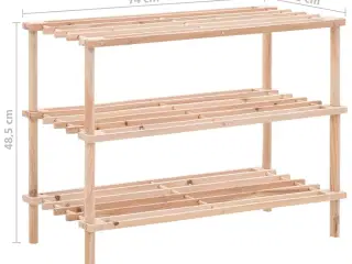 Skoreol med 3 hylder massivt grantræ