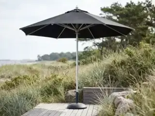 Parasol Ø 3,3 meter i sort  med børstet stål stang