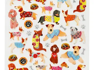 Stickers, hunde, ark 15x16,5 cm, 1 ark