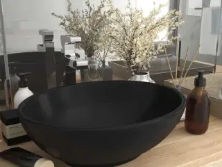 Luksuriøs håndvask 40x33 cm keramisk oval mat sort