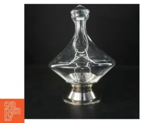 Krystalglas vin karaffel med sølv fod (str. 27 cm)