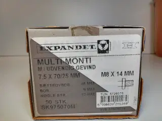 Multi-Monti betonbolte m. udvendig gevind 7,5 x 70