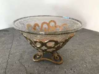 Vintage messing skål / opsats med glasindsats