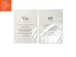 To plakater/plader med tekst om vin og øl fra Tinzonhouse (str. 21x15 cm)