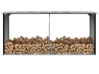 Brændeskur 330 x 92 x 153 cm galvaniseret stål antracitgrå