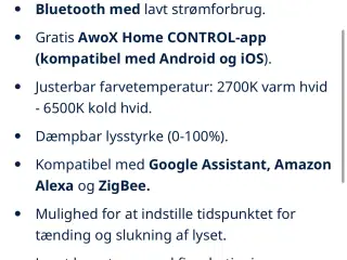 Led loftslampe justerbar via app.