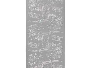 Sølv Folie Stickers med Roser - 10x23 cm