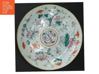 Vintage porcelænstallerken med blomstermotiver (str. Ø. 18 cm)