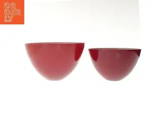 Røde skåle, sæt af 2 fra Holmegaard (str. Ø 25 & 20,5 cm)