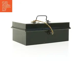 Grøn pengekasse i metal (str. 24 x 14 x 9 cm)