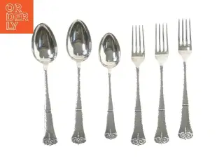 Sæt med gaffel og ske i sølv (str. 21,5 cm)