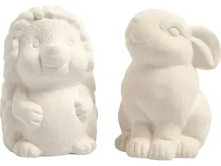 Sparedyr, pindsvin og hare, H: 10 cm, hvid, 2stk./ 1 pk.