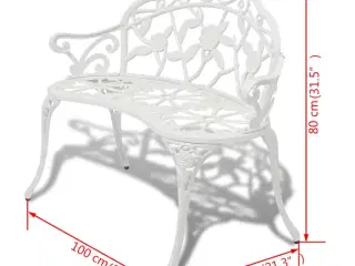 Havebænk 100 cm støbt aluminium hvid